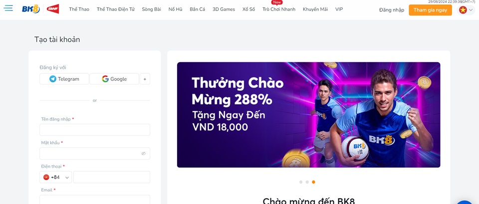 Đăng ký Bk8